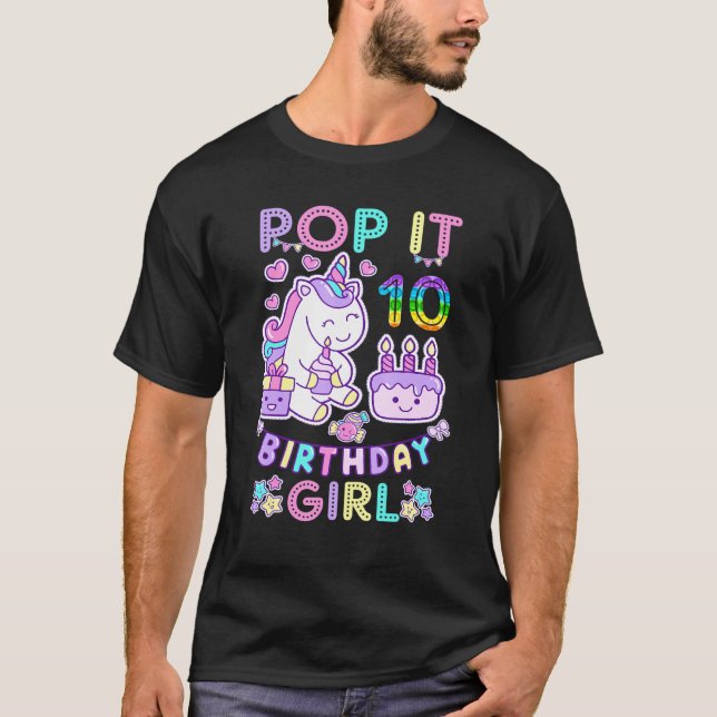 Camiseta Fidget Toy Pop It 10 Birthday Girl 10th Birthday (Frente)