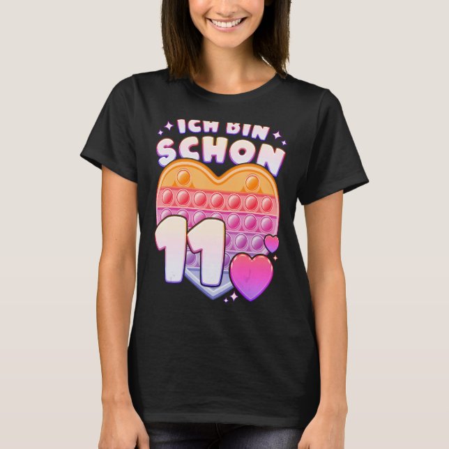 Camiseta Fidget Toy pop it coração para meninas 11 de anive (Frente)