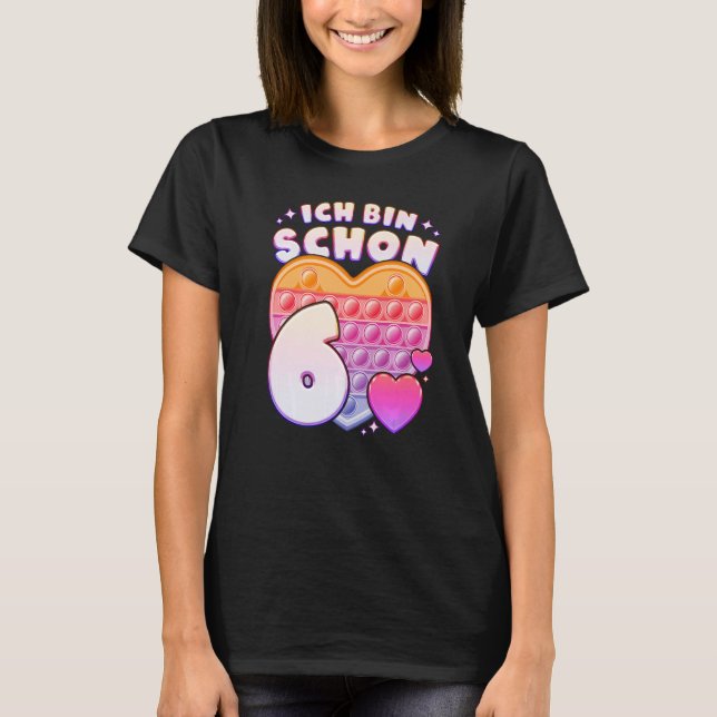 Camiseta Fidget Toy pop it coração para meninas 6 de aniver (Frente)