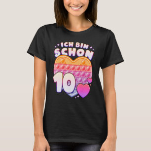 Camiseta Fidget Toy pop it Heart para garotas 10º aniversár