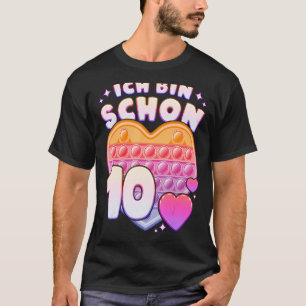 Camiseta Fidget Toy pop it Heart para garotas 10º aniversár