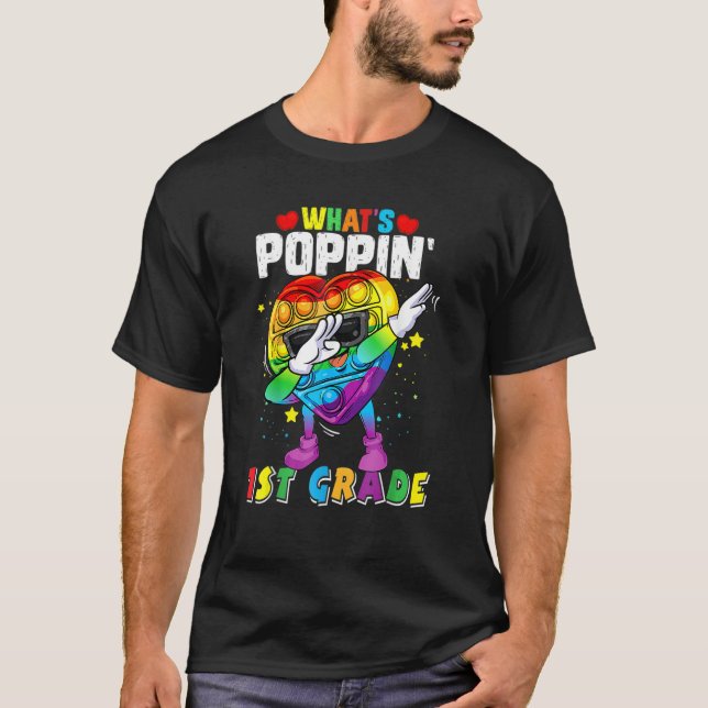 Camiseta Fidget Toy What's Poppin 1st Grade 100th Day Of Sc (Frente)