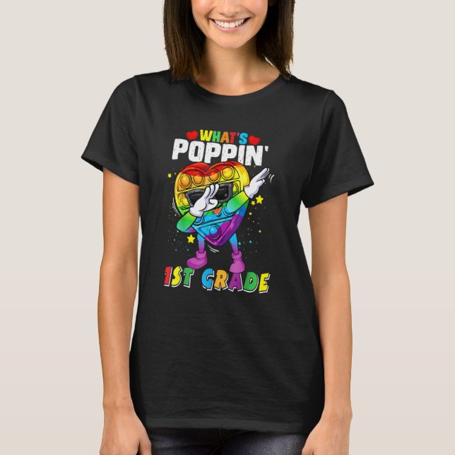 Camiseta Fidget Toy What's Poppin 1st Grade 100th Day Of Sc (Frente)
