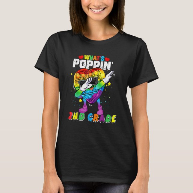Camiseta Fidget Toy What's Poppin' 2nd Grade 100th Day Of S (Frente)