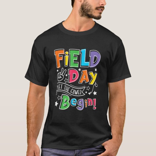 Camiseta Field Day Let The Games Begin Kids Boys Girls Teac (Frente)