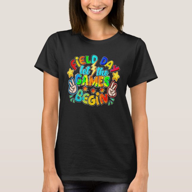 Camiseta Field Day Let The Games Begin Teacher Boys Kids Fi (Frente)