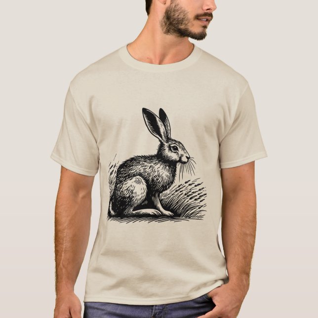 Camiseta Field Hare – Rustic Rabbit T-Shirt Design (Frente)
