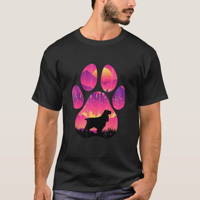 Camiseta Field Spaniel Paw Mom Dad Dog  Women Men (Frente)