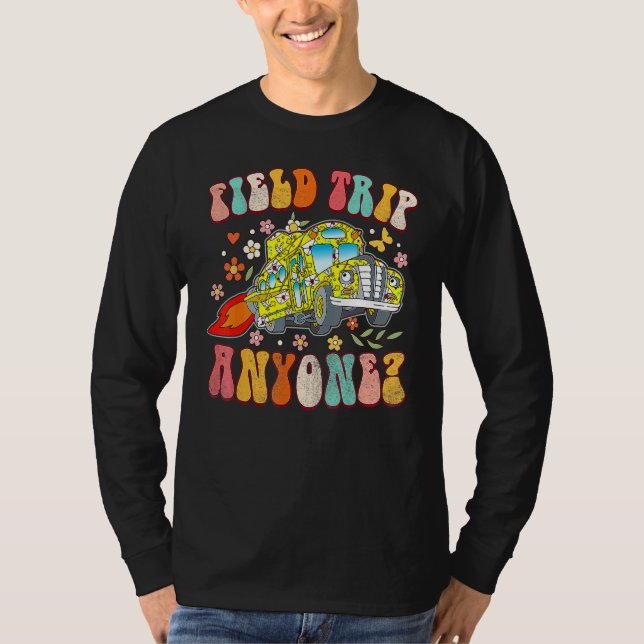 Camiseta Field Trip Anyone Groovy School Bus Driver Yellow  (Frente)