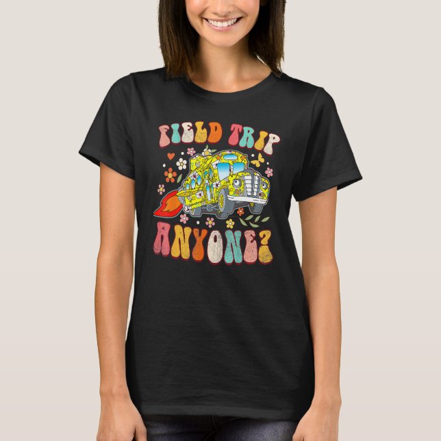 Camiseta Field Trip Anyone Groovy School Bus Driver Yellow  (Frente)