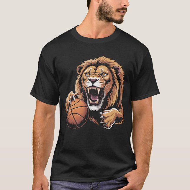Camiseta fierce Basketball Lion Mascot Sports Team Spirit R (Frente)