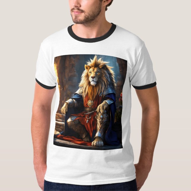 Camiseta Fierce e sem medo: Camisa-T de Impressão de Leão" (Frente)