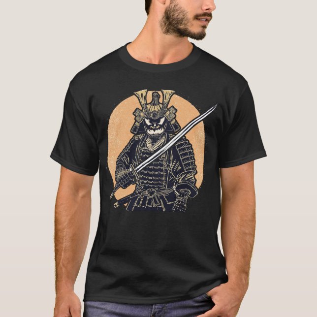 Camiseta Fierce Halloween Pumpkin Samurai Warrior Design (Frente)