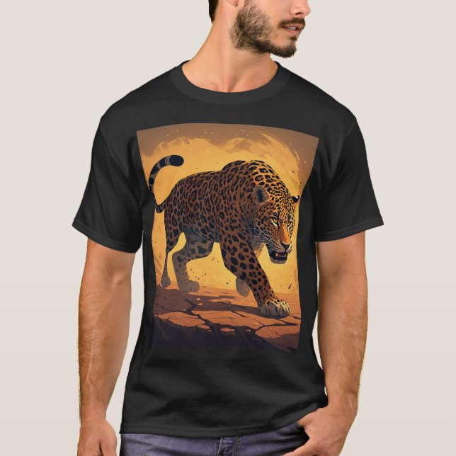 Camiseta Fierce Leopard Prowling at Sunset (Frente)