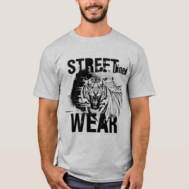 Camiseta Fierce Roaring Tiger Black and White Streetwear (Frente)