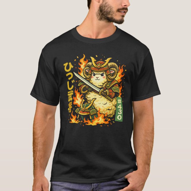 Camiseta Fierce Samurai Ram Warrior Design (Frente)