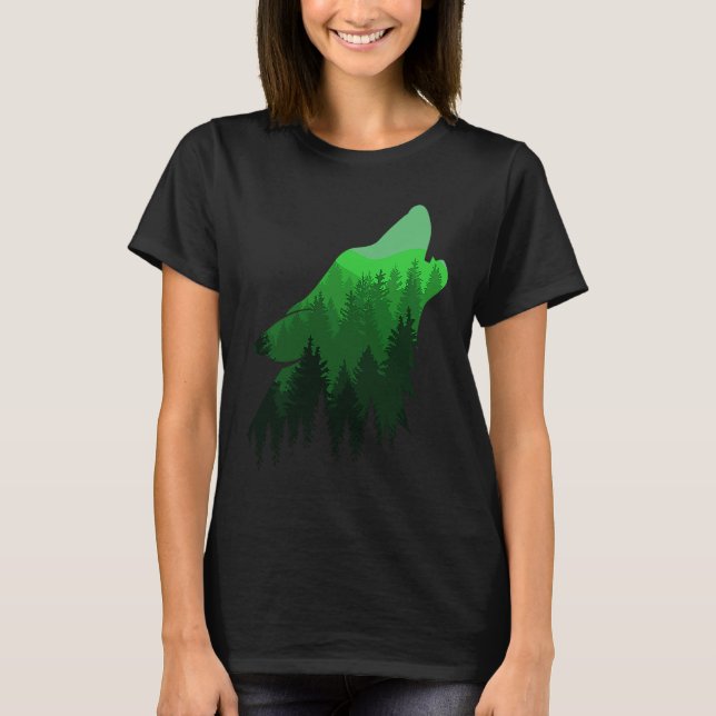Camiseta Fierce Wolf in the Forest Wilderness Style for Nat (Frente)