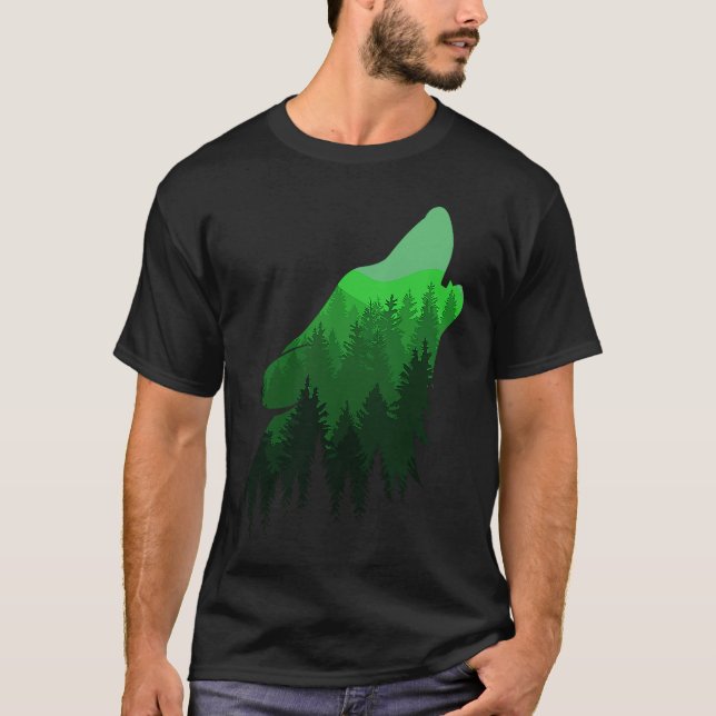 Camiseta Fierce Wolf in the Forest Wilderness Style for Nat (Frente)