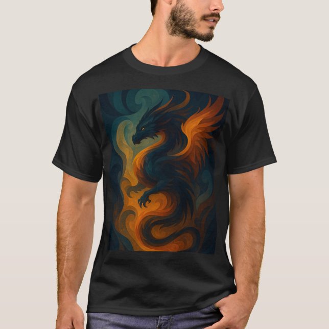 Camiseta Fiery Dragon Abstrato Art - Fantasy Beast T-Shirt (Frente)