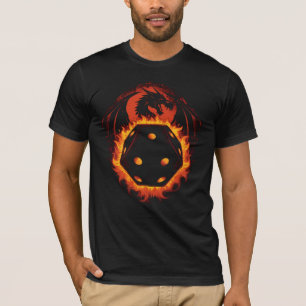 Camiseta Fiery Dragon D20 Dice Fantasia Jogos de M