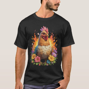 Camiseta Fiery Floral Chicken T Shirt