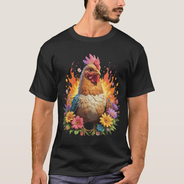 Camiseta Fiery Floral Chicken T Shirt (Frente)