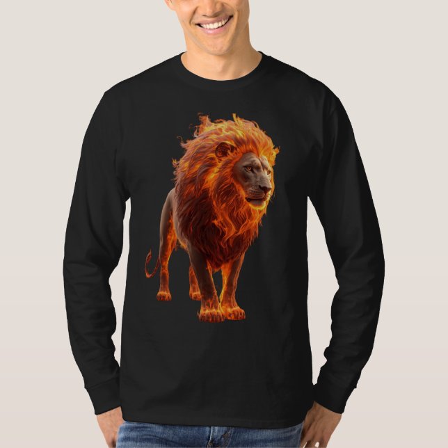 Camiseta Fiery Lion – Dramatic Fantasy T-Shirt (Frente)
