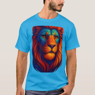 Camiseta fiery lion head realista aos homens fortes ousados