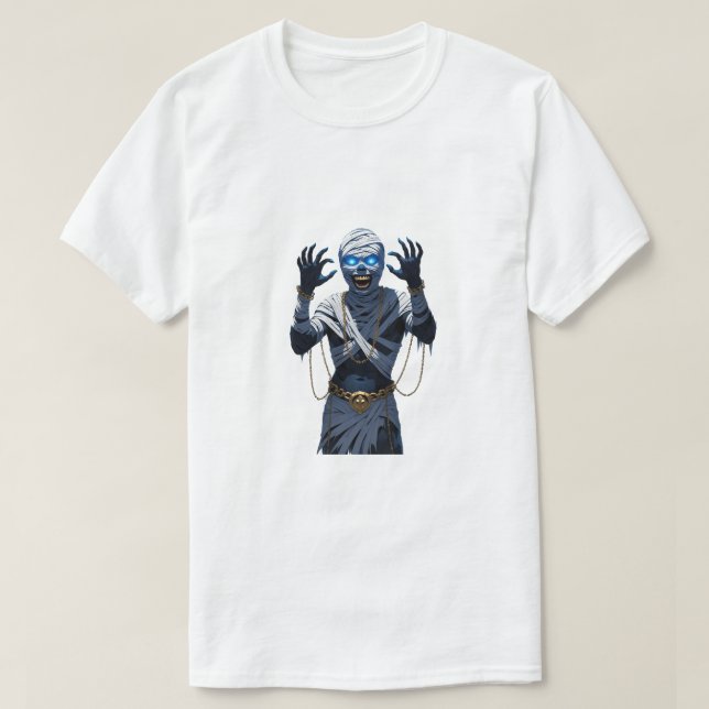 Camiseta Fiery Mummy Warrior - Chains & Flames Halloween Ho (Frente do Design)