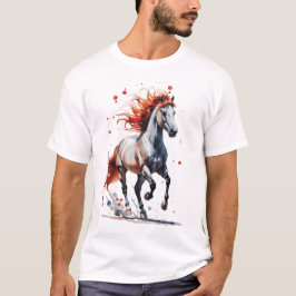 Camiseta Fiery Spirit - Majestic Horse Watercolor T-Shirt