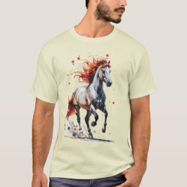 Camiseta Fiery Spirit - Majestic Horse Watercolor T-Shirt