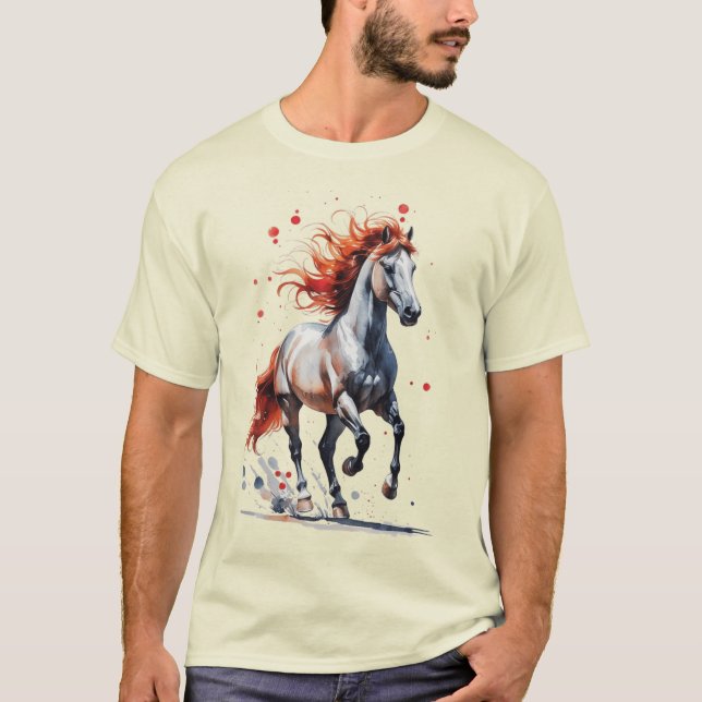 Camiseta  Fiery Spirit - Majestic Horse Watercolor T-Shirt (Frente)