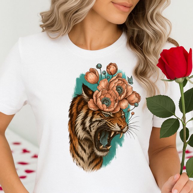 Camiseta Fiery Tiger Bloom (Criador carregado)
