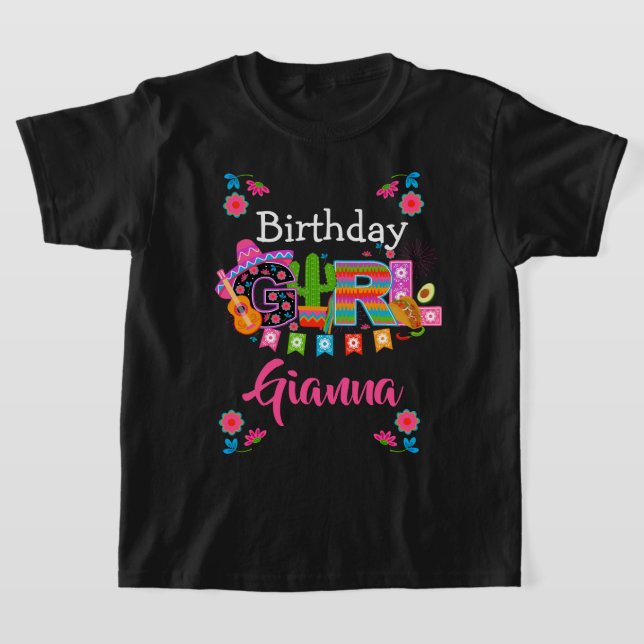 Camiseta Fiesta Birthday Girl | Partido do México | Idade a (Postura )