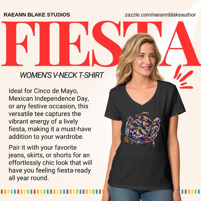 Camiseta Fiesta Couple Dancing Women's V-Neck T-Shirt (Criador carregado)