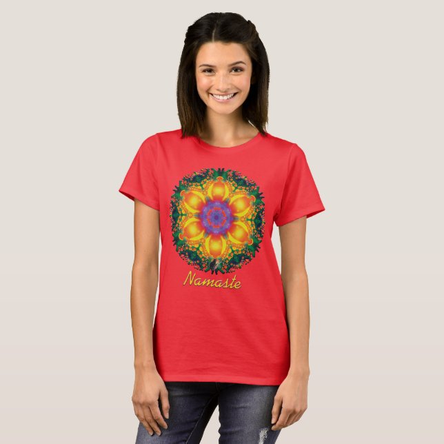 Camiseta Fiesta Namaste Caleidoscópio (Frente Completa)