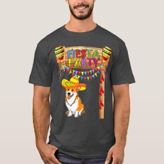 Camiseta Fiesta Party Funny Meican Corgi Sombrero Cinco De