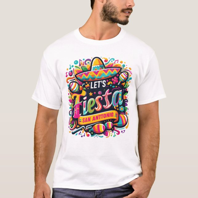 Camiseta Fiesta San Antonio Texas Cinco De Mayo Lets Fiesta (Frente)