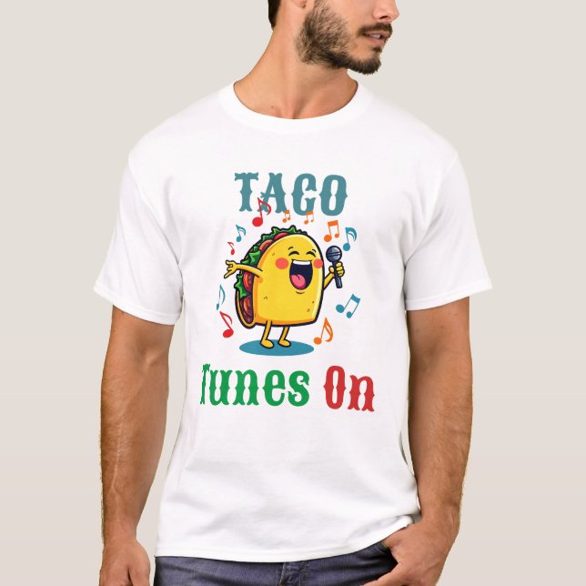 Camiseta Fiesta Taco Cantando O Taco Mexicano Taco Cartoon  (Frente)