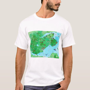 Camiseta Fife Coaster Path Scotland Watercolor Map Art