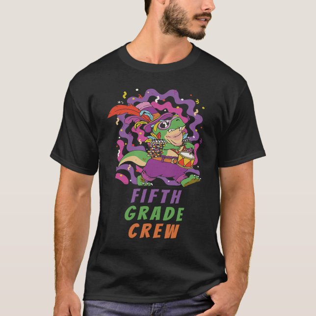 Camiseta Fifth Grade Crew School Kid & Teacher Mardi Gras D (Frente)