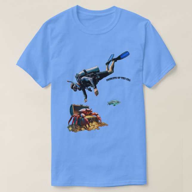 Camiseta Fígado SCUBA e caixa de tesouro de moedas Douradas (Frente do Design)