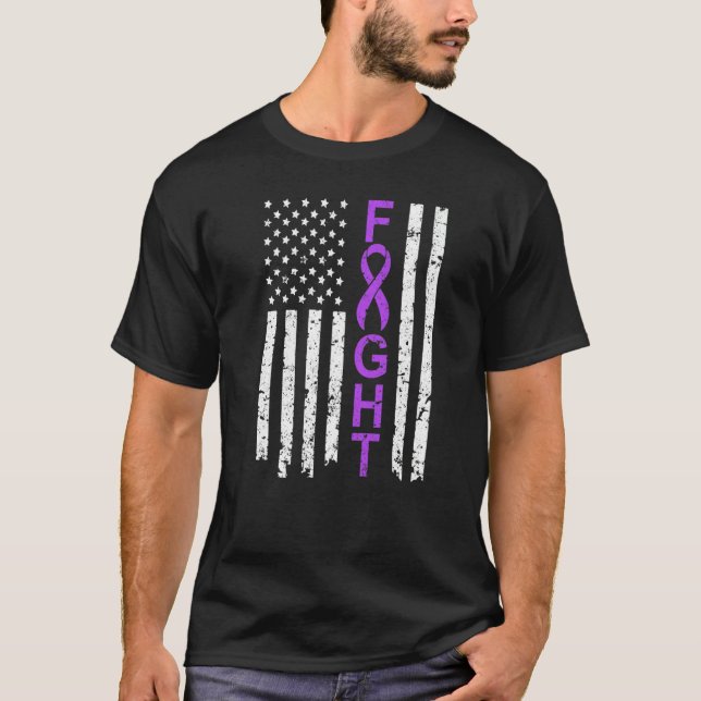 Camiseta Fight American USA Flag Fibromyalgia Awareness Sur (Frente)