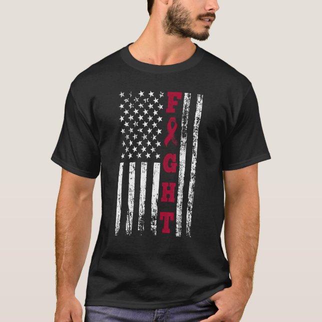 Camiseta Fight Brain Aneurysm Awareness American Flag Warri (Frente)