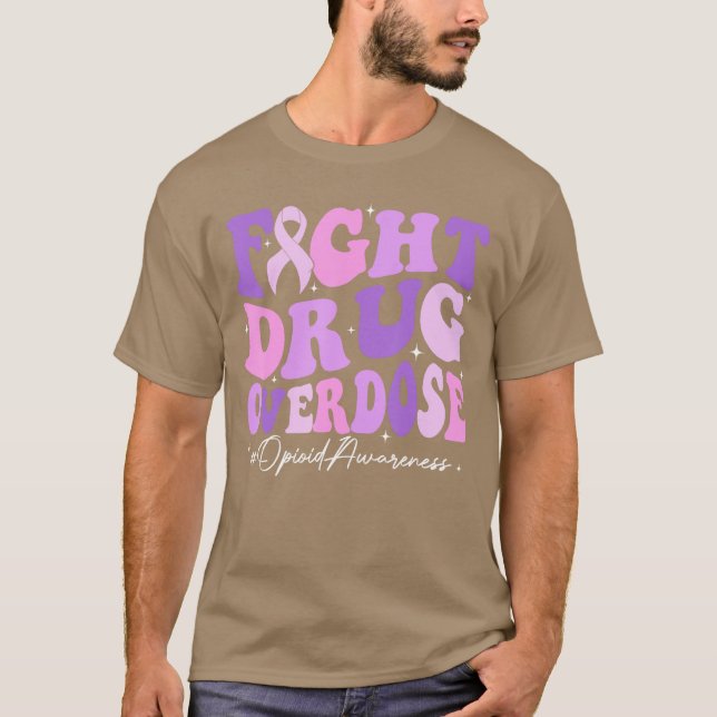 Camiseta Fight Drug Overdose Purple Ribbon Opioid Overdose  (Frente)