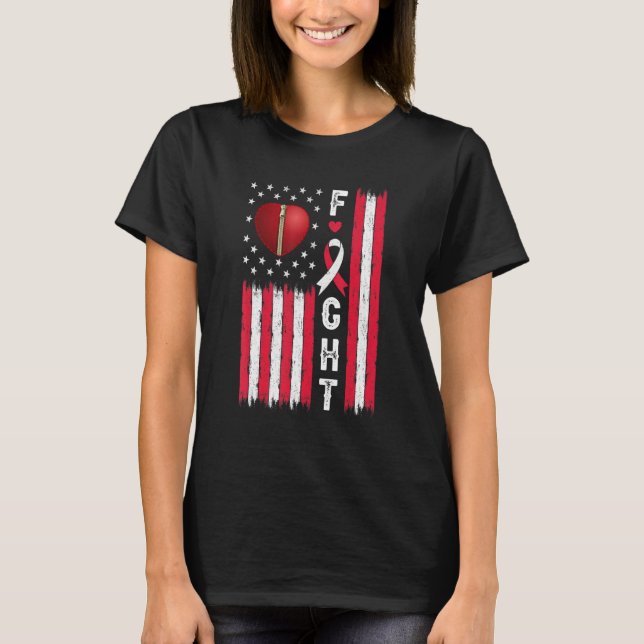 Camiseta Fight Heart Disease Awareness US Flag CHD Warrior  (Frente)