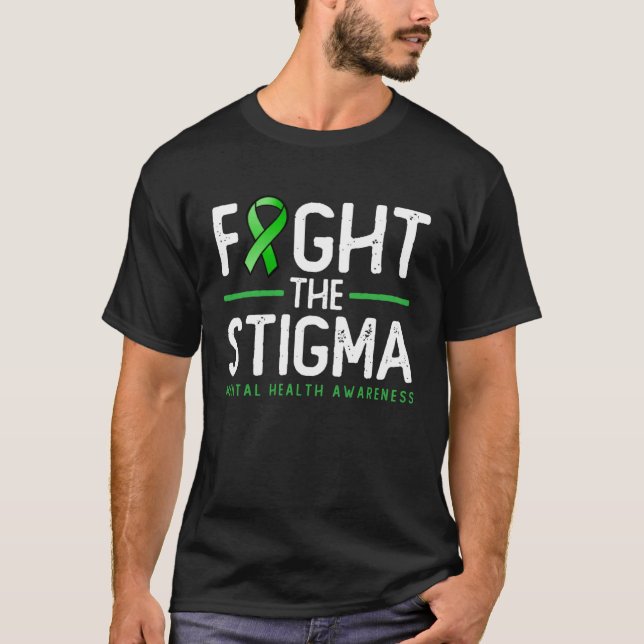 Camiseta Fight The Stigma  Green Ribbon Tee Mental Health A (Frente)