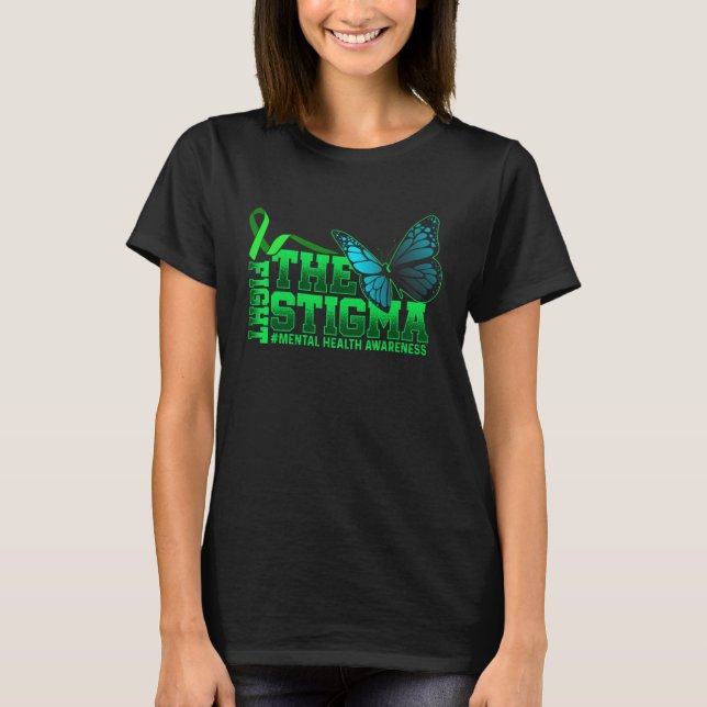 Camiseta Fight The Stigma Mental Health Awareness Butterfly (Frente)