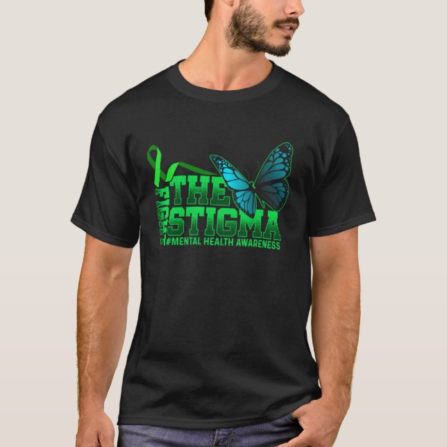 Camiseta Fight The Stigma Mental Health Awareness Butterfly (Frente)