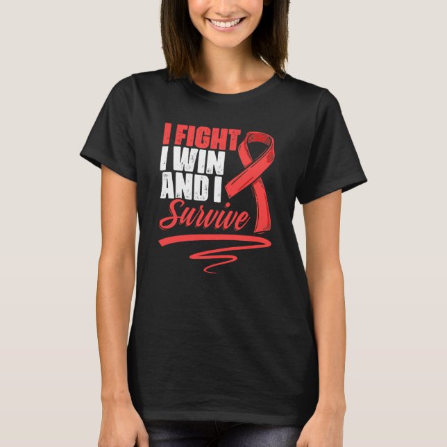 Camiseta Fight Win Stroke Survivor Red Ribbon Stroke Awaren (Frente)